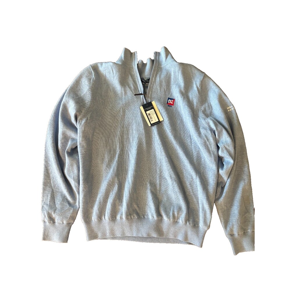 Fairway & Greene Baruffa Merino 1/4 Zip Golf Sweater Men's M Bluff Heather NWT